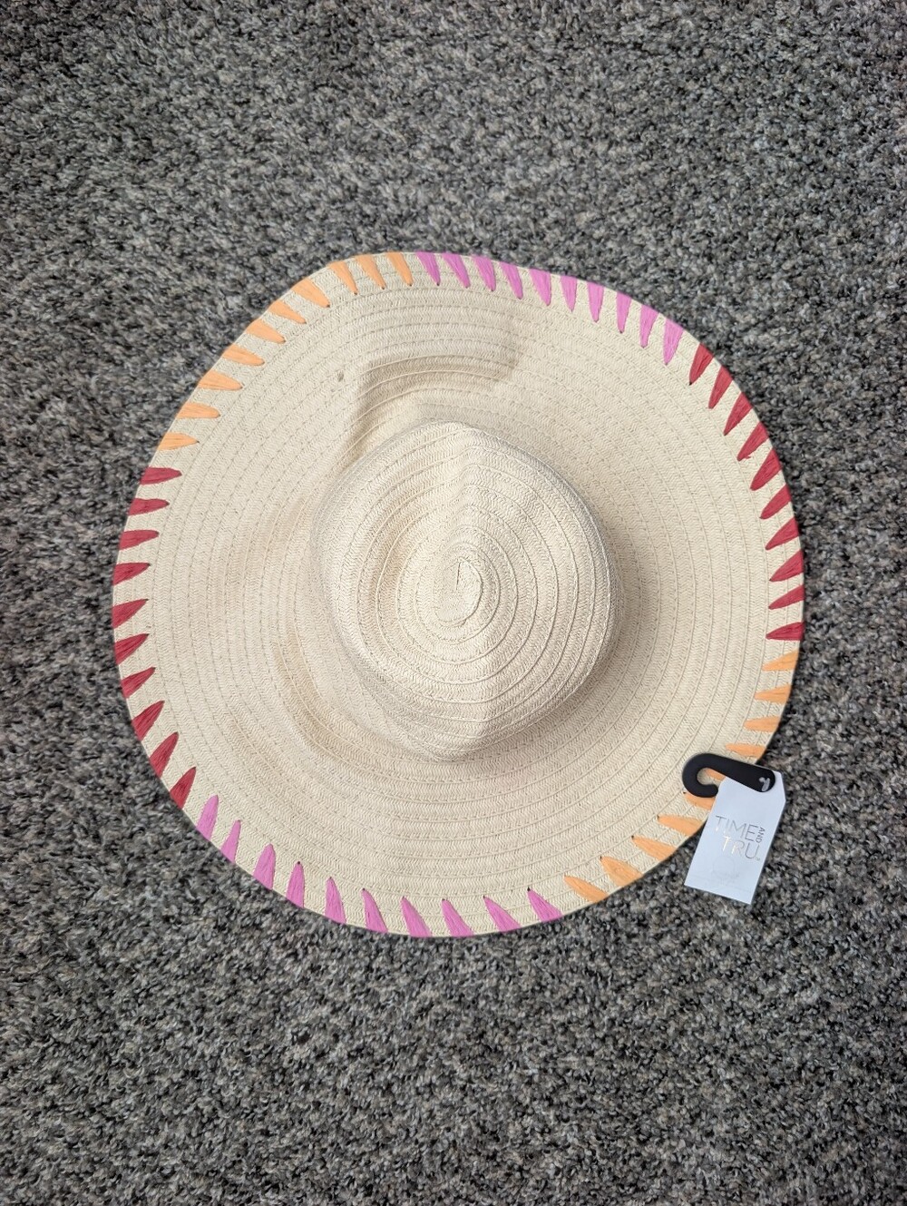 Women's Floppy Straw Sun Hat with Colorful Contrast Rafia Edge NEW